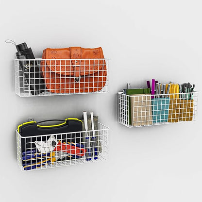 Joben Oligey 3 Set Hanging Wall Wire Baskets, Farmhouse Food Storage Kitchen