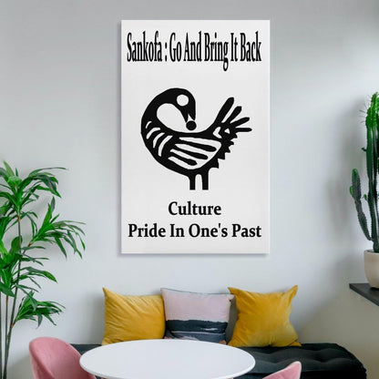 Sankofa Go And Bring It Back Adinkra Symbol Pride In Past Canvas Printing Wall Art Prints Posters Minimalist Scandinavian Wall Decor for Living Room Bedroom Office Classroom 12x18inch(30x45cm)