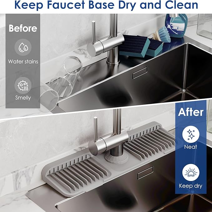 17.7 Inch Silicone Faucet Mat for Kitchen Sink Splash Guard