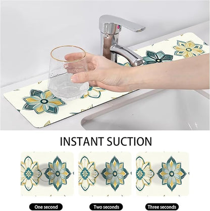 Bimkole 2 PCS Faucet Absorbent Mat, Kitchen Faucet Sink Splash Guard Wraparound