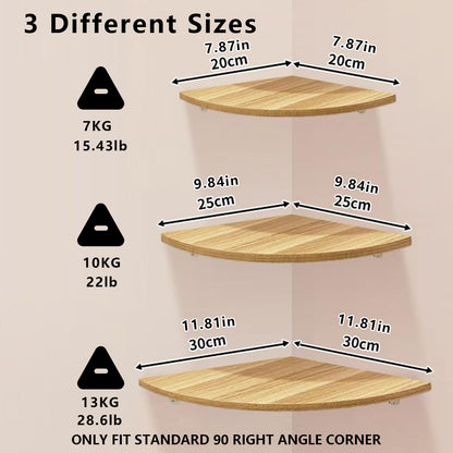 CYWDTYRDXZ Corner Mounting Shelf, Easy to Install Wall Corner Shelf, Wall Shelves with Wood Grain Finish, Durable and Waterproof Wooden Material for Kitchen, Bathroom, Living Room Home Décor (Brown)