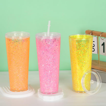 Micellwuu 8 Pack 24Oz Snow Globe Tumblers, Double Wall Acrylic Snowglobe Cup with Pre Drilled Hole, Lids, Straws and Plug, Reusable Clear Plastic Tumbler for Snow Globe Glitter DIY