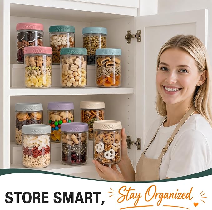 Mason Jars, 16oz Overnight Oats Containers with Lids, 6 Pack Wide Mouth Glass Mason Jars with Airtight Lids, Sugar Bowls, Overnight Oats Jars for Yogurt, Meal Prep, Chia Pudding