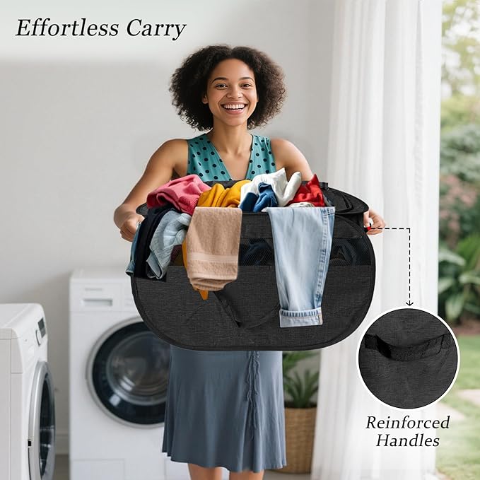 Upgraded 100L Extra Large Mesh Pop Up Laundry Hamper