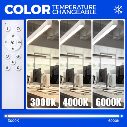 Barrina 5568 Remote Series LED Linear Light, 2nd-Generation, 45W Seamless Connection, 3000K-6000K Color Changing, 4FT Dimmable Hanging Office Shop Light Fixture with Remote, 5568 Series White, 4 Packs