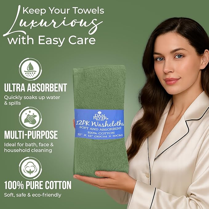DAN RIVER 12 Pack Wash Cloths for Showering