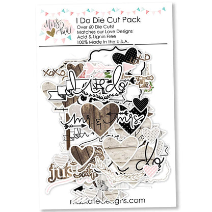 Paper Die Cuts - I Do - for Wedding - Over 60 Cardstock Scrapbook Die Cuts - by Miss Kate Cuttables