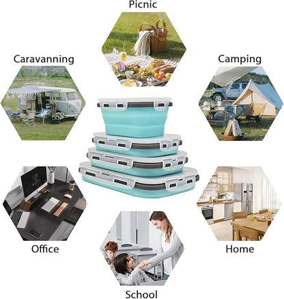 8 Collapsible Food Storage Containers, Silicone Collapsible Food Storage