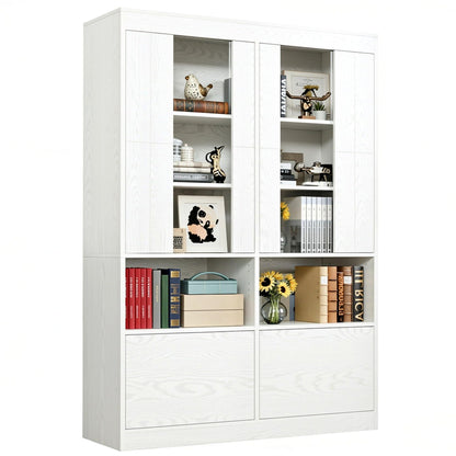 IRONCK Bookshelves and Bookcases with Doors, 70.7" H White Bookshelf with 5-Tier Storage, Large Book Shelf with Acrylic Doors for Living Room, Home Office