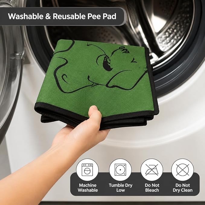 2 Pack Washable Pee Pads for Dogs 36"x45", Reusable Training Puppypads Absorbency Non-Slip & Leak-Proof for Pet Whelping Box Playpen Crate Sofa Bed Floors (Green)