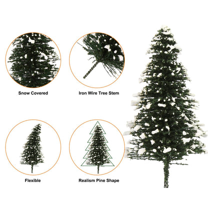 50PCS Model Cedar Trees with Snow 2.05 inch (52 mm) for Diorama Train Railway Winter Scenery Landscape Layout HO N Scale (2.05Inch(52mm)-50PCS)