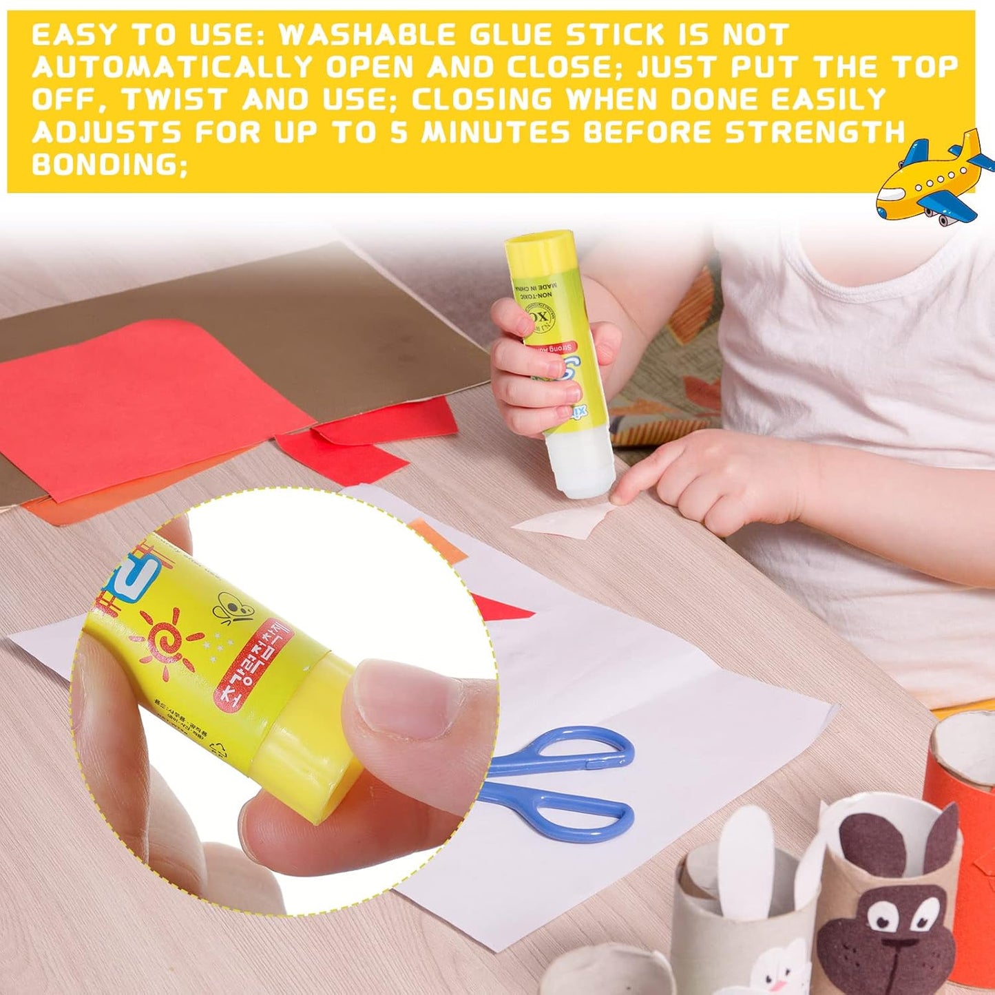 100 Pcs White Glue Stick Washable Glue Stick for Crafts Home School Classroom Students Teachers Employees Scrapbooking Crafting Supplies, 0.32 Ounce