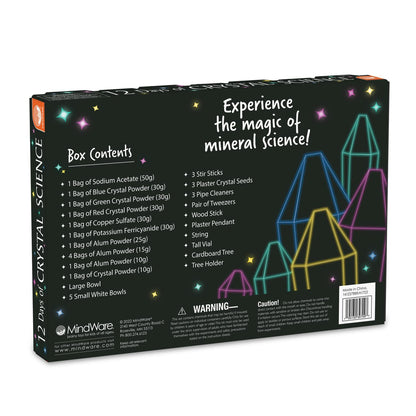 MindWare 12 Days of Crystal Science, Crystal Growing Advent Calendar with 12 Hands-On Experiments, STEM Chemistry Learning Kit for Kids Ages 8 and Up