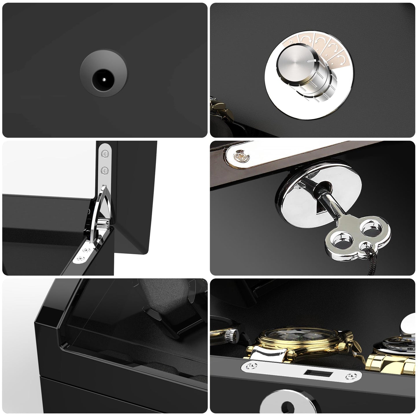 Watch Winder for 4 Automatic Watches, with Extra 6 Watch Storages, LED Illumination, Wood Shell Piano Finish, Silent Motor, Flexible Watch Pillow and USB Cable