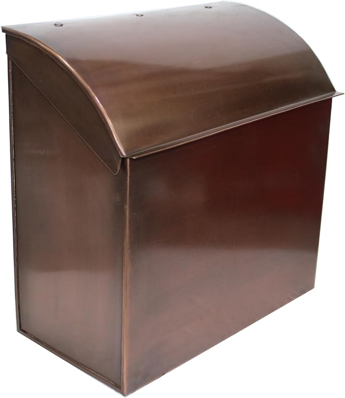 NACH Baxter Extra Large Capacity Mailbox - Extra Large Mailboxes for Outside Wall Mount, Rust Resistant Galvanized Metal Mailbox - Antique Copper Mailboxes for Outside, 12.4”x7.1”x11.8”, MB-7000ACP