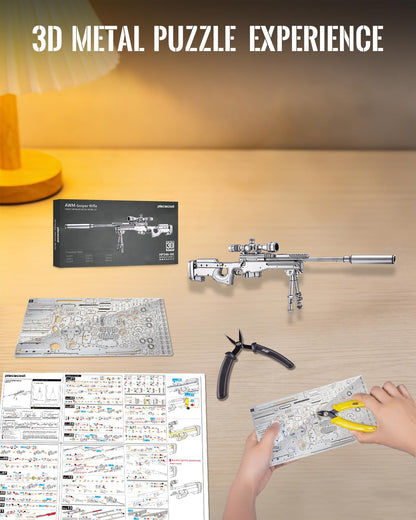 Piececool Metal 3D Puzzle AWM Metal Model Kits for Adults, DIY Hobbies Interactive Building Kit,Great Birthday for Teens 14+
