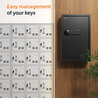 XDeer 122-Keys Key Lock Box Wall Mount with Advanced Anti-Theft Deposit Key Slot & LED Light, Key Cabinet with Combo and Key Lock, Key Safe for Hotels & Office & Companies & Car Dealerships 1PCS