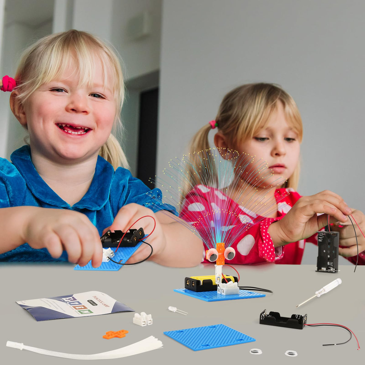 7 Set Bulk STEM Kit Individual Craft Kits for Kids, Science Projects Crafts Group Activity, Light Experiments Circuit Toys, Fun Fiber Optic STEAM Activities for Boys Girls Age 8-13 8-10 8-12 8 10 Year