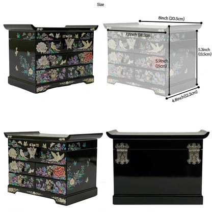 February Mountain Mother of Pearl Wooden Jewelry Organizer Box – Jewelry Storage Box for Women, Features Spacious Drawers, Ideal for Rings, Bracelets, Watches, Chains, Accessories (Peacock)