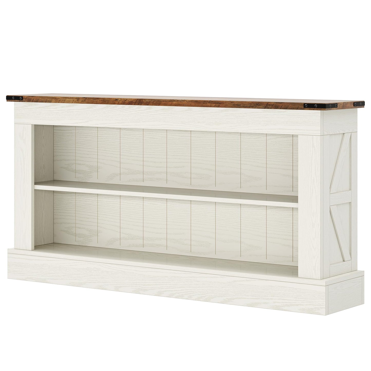 Tribesigns 63-Inch Long Console Table for Entryway, Narrow Long Entry Table with Shelves for Living Room, Farmhouse Sofa Console Behind Couch, for Foyer, Hallway, White and Brown