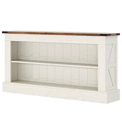 Tribesigns 63-Inch Long Console Table for Entryway, Narrow Long Entry Table with Shelves for Living Room, Farmhouse Sofa Console Behind Couch, for Foyer, Hallway, White and Brown