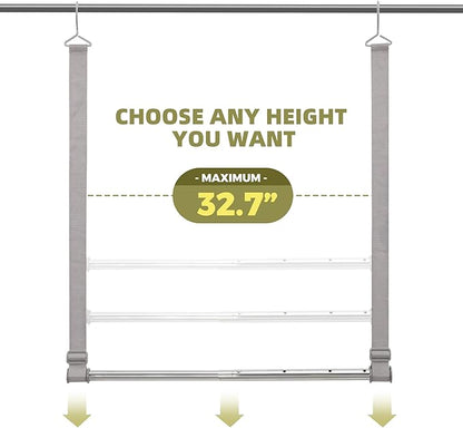 Hanging Closet Rod, 17-28In Width and Up to 32In Height Closet Extender