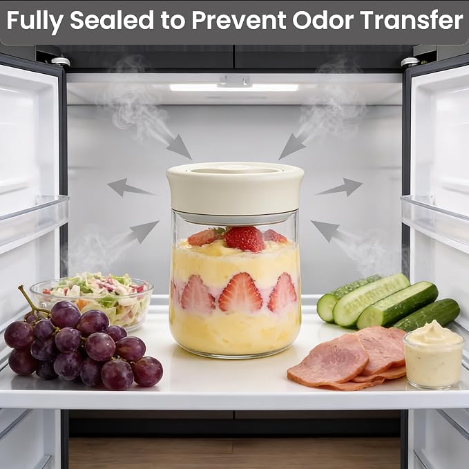 LAKUMIQI Overnight Oats Containers with Lids, 17oz Glass Jars with Airtight Lids, One-Hand 90° Twist-Off Wide Mouth Food Storage for Coffee Bean, Chia Pudding, Meal Prep, Pantry, Yellow