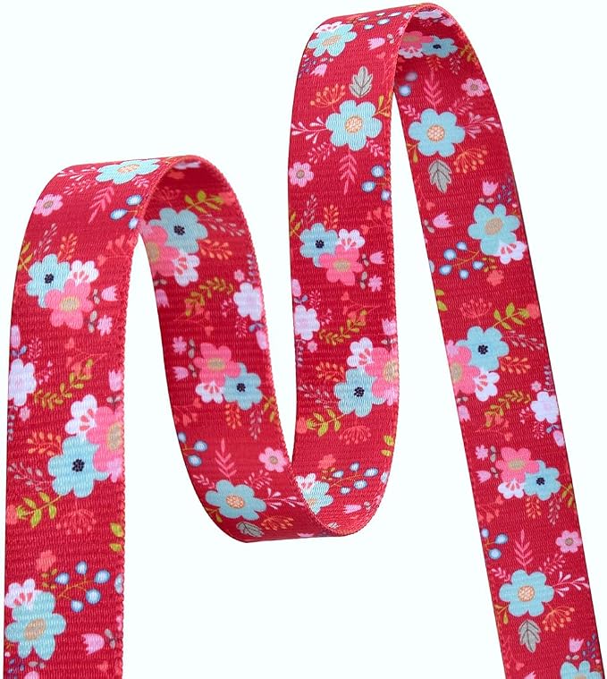 Mihqy Dog Collar and Leash Set with Bohemia Floral Tribal Geometric Patterns - Soft Ethnic Style Collar Adjustable for Small Medium Large Dogs(Red Floral Set,S)