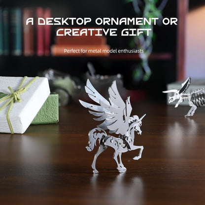 Kolotesame Mythical Unicorn 3D Metal Puzzle Model for Adults, DIY Animal Sculpture 3D Model Kit Immersive Creative Building Model Art Desk Decor