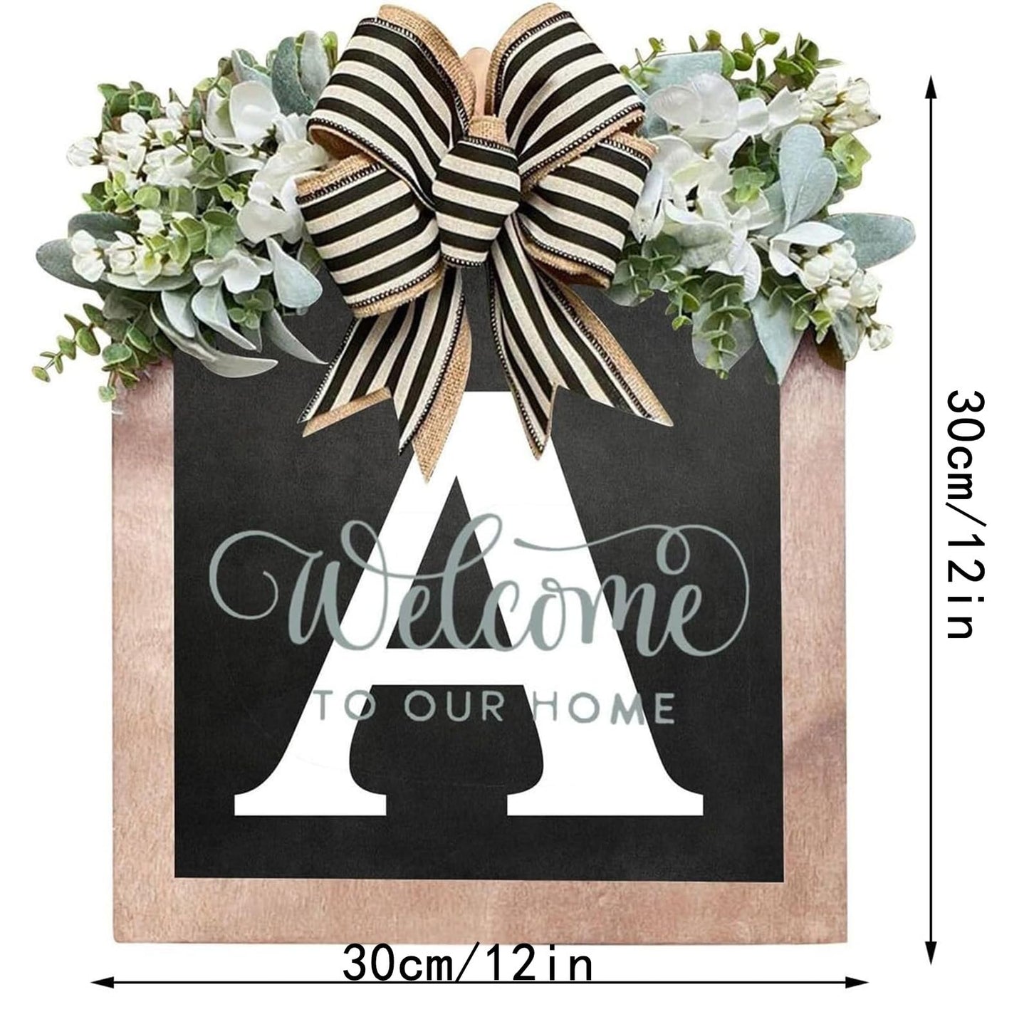 Last Name Front Porch Decor - Welcome Sign With 26 Letter Monogram (H) - Outdoor Decorations for All Seasons