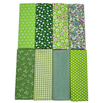 Jukway 8Pcs 20 x 20 Inch Sewing Fabric Squares, Cotton Crafts Fabric Bundles Floral Patterns Printed Tissue Patchwork Fabrics Square for Quilting, Home Décor, Scrapbooking, Handwork (Green)