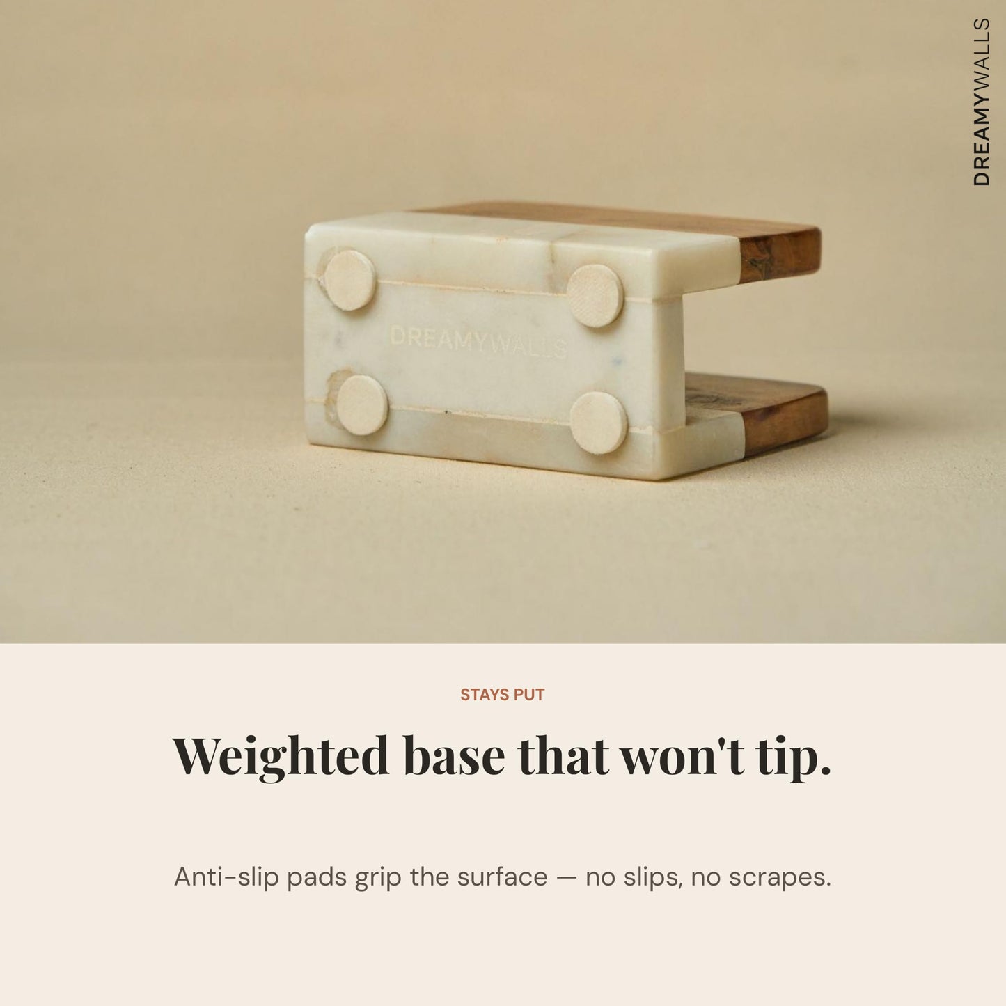 Dreamy Walls 5.5” Marble Napkin Holder for Dining Table & Kitchen Counter | Modern, Upright, Acacia Wood & Marble Napkin Dispenser & Stand | Cocktail, Party, Countertop Use | Handmade in India