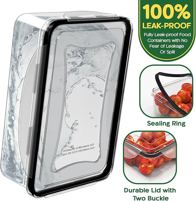 RockBerry 33 Containers with Large Food Storage Containers with Lids Airtight- Stackable Kitchen Bowls Set, Small Box-BPA Free Leak proof Plastic Boxes-Microwave safe