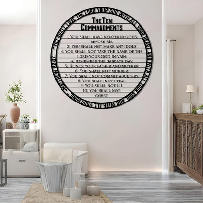 Christian Ten Commandments Metal Wall Art, 10 Commandments Bible Verse Metal Wall Art, Matthew 22:37 Scripture Wall Decor, You Shall Love The Lord Your God with All Your Heart (Gold, 24"x24"/60x60cm)