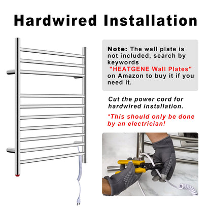HEATGENE Towel Warmer Wall-Mounted Hardwired Heated Towel Rack Hot Towel Bar Brushed