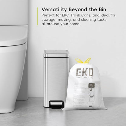 EKO 1.6 Gallon / 3-6 Liter, Extra-Strong Unscented Garbage Bags, Easy-Dispense