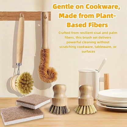 Natural Bamboo Dish Brush Set