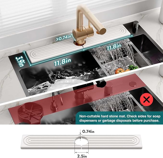 Faucet Mat for Kitchen Sink – Diatomite Stone Drying Mat & Sink Protector