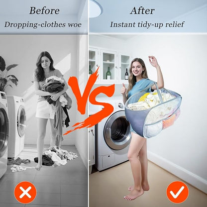 Collapsible Laundry Baskets 2 Pack, Mesh Pop Up Hamper