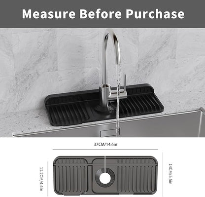 WAFT YEARN 14X5 Inch Silicone Durable Faucet Mat Kitchen Sink Splash Guard