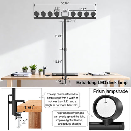 Omorepa 8 Light Sources Gooseneck Tree Desk Lamp with Clamp, 24W Eye-Care Bright LED Desk Light with Free Rotation, Dimmable Reading Table Light for Desktop Working,Drafting,Reading