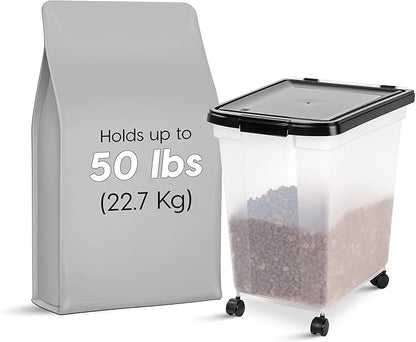 IRIS USA Airtight Dog Food Storage Container, WeatherPro, Removable Wheels