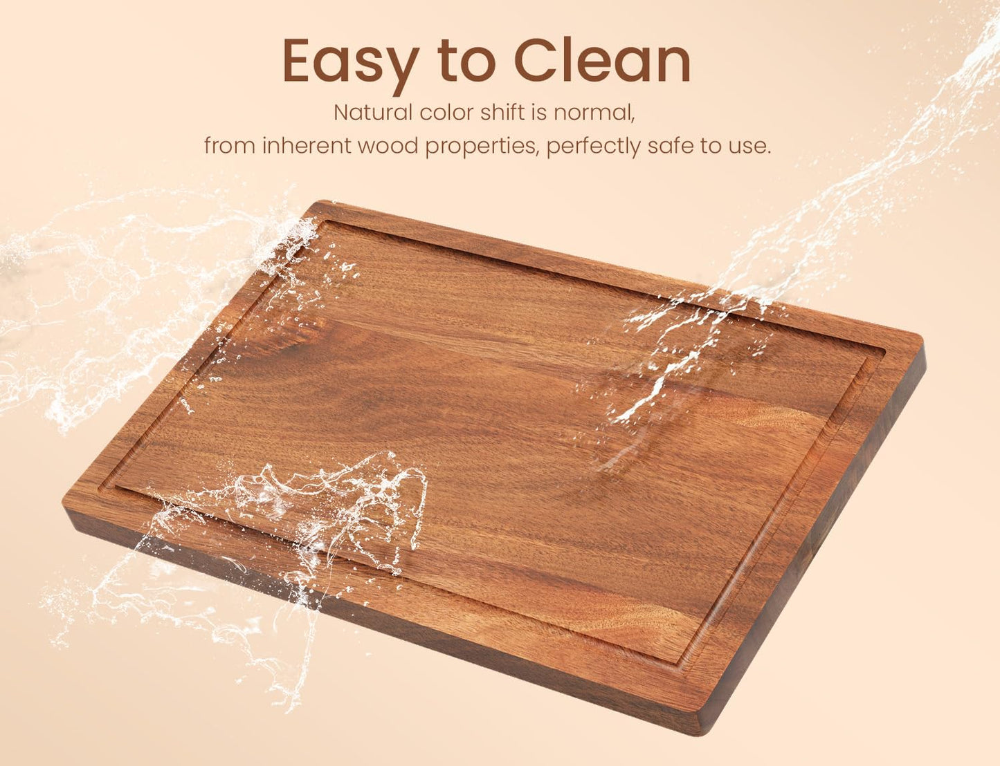 Danfoxer Set of 3 Acacia Wood Cutting Board Set,Wooden Chopping Boards with Juice Groove and Stand Holder for Kitchen,Butcher Block for Meat,Vegetables, Fruit