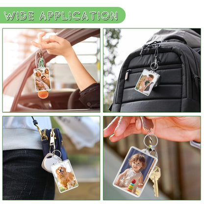 60 Pcs Acrylic Photo Frame Keychain Transparent Photo Insert Blank Keychain Rectangle Picture Frame Keyring Holder for Men Women DIY Projects - Large 7.6*5.1cm/3*2inch