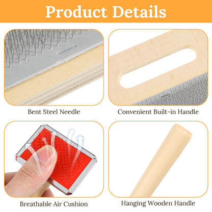 4 Pcs Wool Blending Board Carding Brush Set, Wool Hand Carders, Wooden Carding Brush, Felted Carder for DIY Projects, Felt Needle Project Craft