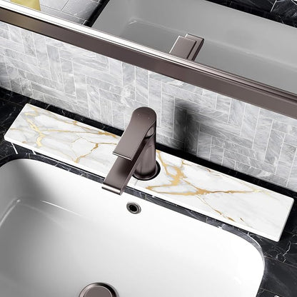 Mrcrypos Stone Faucet Mat for Kitchen Sink, 23.6" Fast Drying Sink Splash Guard