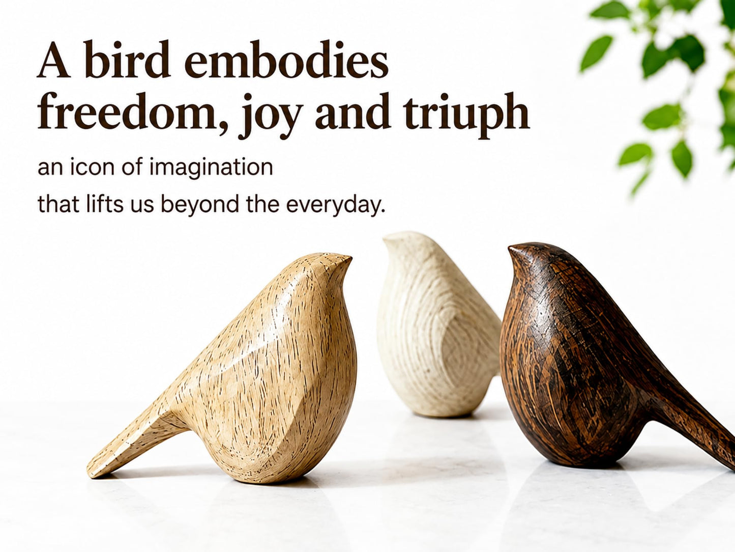 JUAZHX Natural Wood Bird Trio 4.1”L Set of 3 – Small Bird Sculptures & Animal Statues, Hand-Finished Modern Coffee Table Shelf Decor, Gift-Ready (3, Mixed)