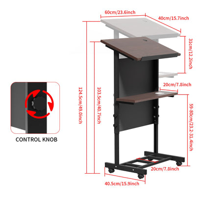 Portable Podium with 7 Adjustable Heights,Podium Stand with Shelf and Cup Holder,Lectern for Seminars,Schools and Conferences (Black)