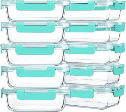 M MCIRCO 10-Pack 22 Oz Glass Meal Prep Containers