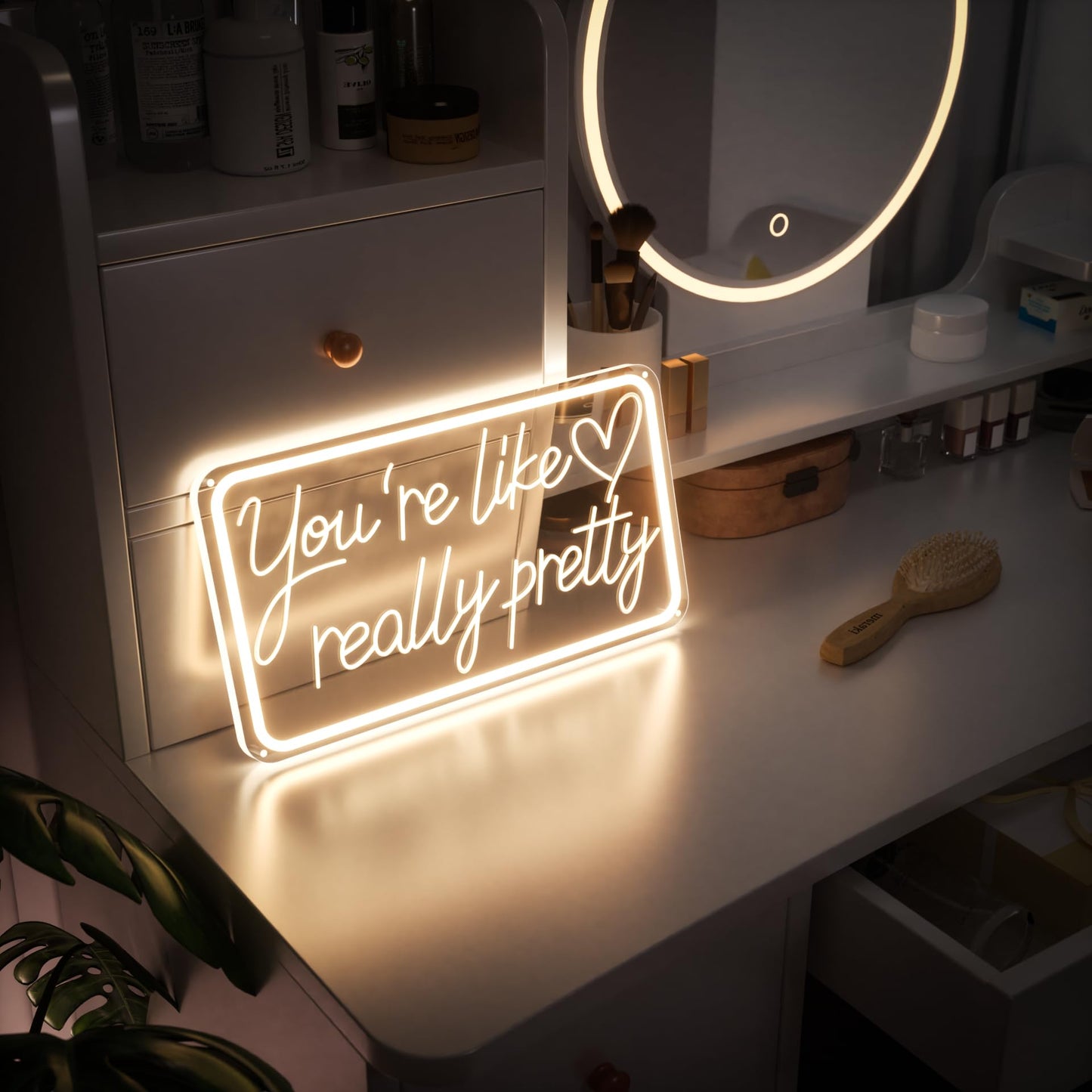 You're Like Really Pretty Neon Signs for Wall Decor, LED Neon Sign Aesthetic Room Decor for Teen Girls Neon Lights Signs for Bedroom, Salon, Wedding Party Pink Neon Name Sign